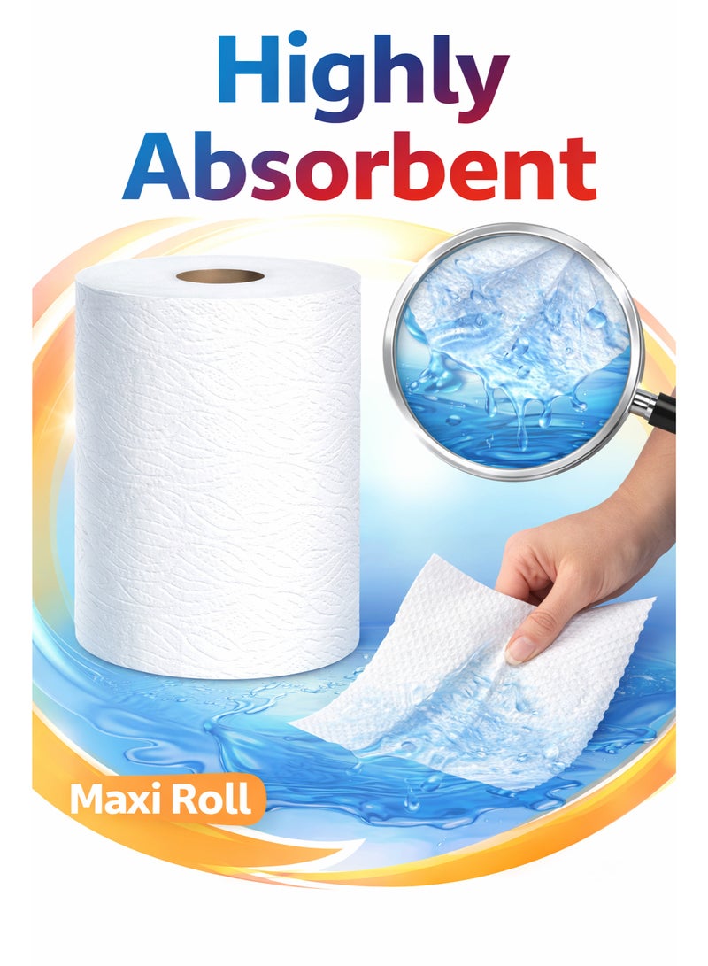 ماكسي رول – عبوة من 6 لفّات، مناديل ورقية للمطبخ، متعددة الاستخدامات وممتصّة للغاية، بنقشة بارزة، بقدرة امتصاص عالية وملمس فائق النعومة لجميع الأسطح. - Image 2